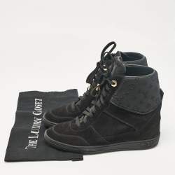 Louis Vuitton Black Neoprene and Suede Wedge Sneakers Size 38