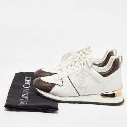 Louis Vuitton White Mesh, Leather and Monogram Canvas Run Away Sneakers Size 37