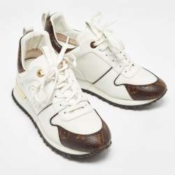 Louis Vuitton White Mesh, Leather and Monogram Canvas Run Away Sneakers Size 37
