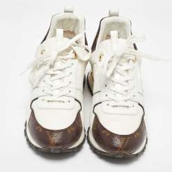 Louis Vuitton White Mesh, Leather and Monogram Canvas Run Away Sneakers Size 37