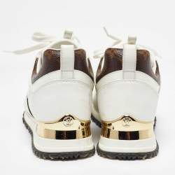 Louis Vuitton White Mesh, Leather and Monogram Canvas Run Away Sneakers Size 37