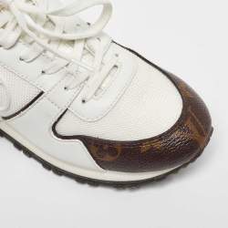 Louis Vuitton White Mesh, Leather and Monogram Canvas Run Away Sneakers Size 37