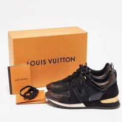 Louis Vuitton Black/Brown Canvas and Mesh Run Away Low Top Sneakers Size 36.5