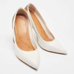 Louis Vuitton White/Brown Leather and Monogram Canvas Matchmake Pumps Size 40