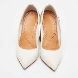 Louis Vuitton White/Brown Leather and Monogram Canvas Matchmake Pumps Size 40