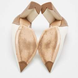 Louis Vuitton White/Brown Leather and Monogram Canvas Matchmake Pumps Size 40