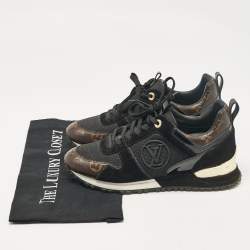 Louis Vuitton Brown Canvas and Suede Run Away Low Top Sneakers Size 37.5