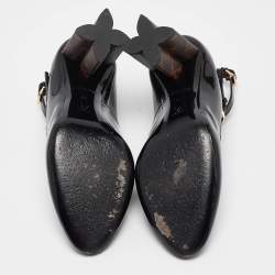 Pre Owned Louis Vuitton Black Patent and Canvas Peep Toe Pumps Size 36