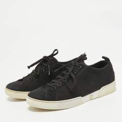 Louis Vuitton Black Monogram Suede Low Top Sneakers Size 39
