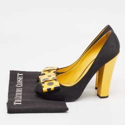 Louis Vuitton Black/Orange Canvas and Patent Leather Pumps Size 40