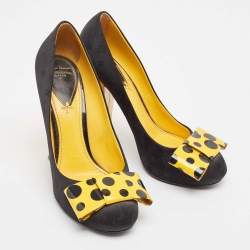 Louis Vuitton Black/Orange Canvas and Patent Leather Pumps Size 40