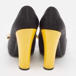 Louis Vuitton Black/Orange Canvas and Patent Leather Pumps Size 40