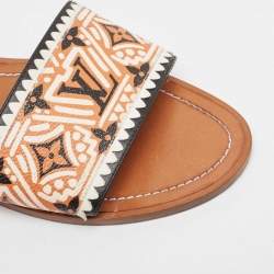 مملوكة مسبقًا Louis Vuitton Multicolor Canvas and Leather Lock It Flat Sandals Size 40
