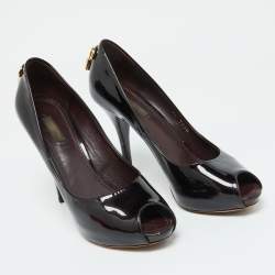 Louis Vuitton Dark Burgundy Patent Leather Oh Really Peep Toe Pumps Size 39