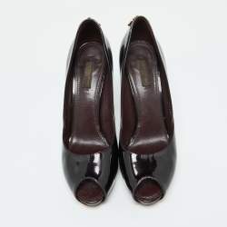 Louis Vuitton Dark Burgundy Patent Leather Oh Really Peep Toe Pumps Size 39