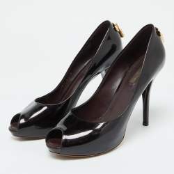 Louis Vuitton Dark Burgundy Patent Leather Oh Really Peep Toe Pumps Size 39