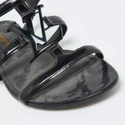 Louis Vuitton Black Patent Leather Paradiso Flat Sandals Size 35