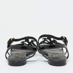 Louis Vuitton Black Patent Leather Paradiso Flat Sandals Size 35