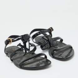 Louis Vuitton Black Patent Leather Paradiso Flat Sandals Size 35