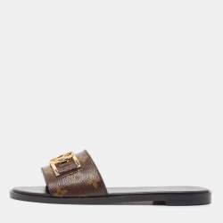 مملوكة مسبقًا Louis Vuitton Monogram Canvas Lock It Flat Slides Size 36