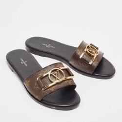 مملوكة مسبقًا Louis Vuitton Monogram Canvas Lock It Flat Slides Size 36