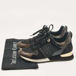 Louis Vuitton Black/Brown Canvas and Suede Run Away Low Top Sneakers Size 36.5