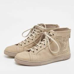 Louis Vuitton Grey Nubuck Leather High Top Sneakers Size 36.5