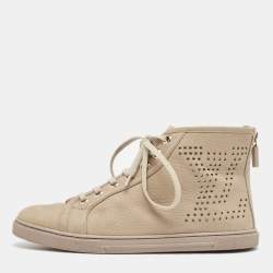 Louis Vuitton Grey Nubuck Leather High Top Sneakers Size 36.5