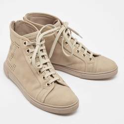 Louis Vuitton Grey Nubuck Leather High Top Sneakers Size 36.5