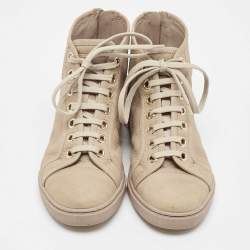 Louis Vuitton Grey Nubuck Leather High Top Sneakers Size 36.5