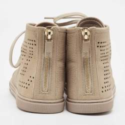 Louis Vuitton Grey Nubuck Leather High Top Sneakers Size 36.5