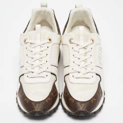 Louis Vuitton White/Brown Monogram Canvas and Leather Run Away Sneakers Size 39