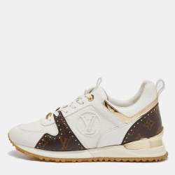 Louis Vuitton White/Brown Monogram Canvas and Leather Run Away Low Top Sneakers Size 40