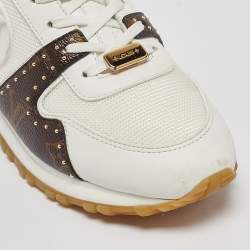 Louis Vuitton White/Brown Monogram Canvas and Leather Run Away Low Top Sneakers Size 40
