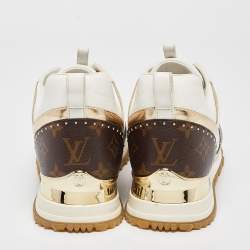 Louis Vuitton White/Brown Monogram Canvas and Leather Run Away Low Top Sneakers Size 40