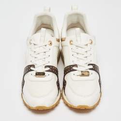 Louis Vuitton White/Brown Monogram Canvas and Leather Run Away Low Top Sneakers Size 40