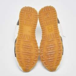 Louis Vuitton White/Brown Monogram Canvas and Leather Run Away Low Top Sneakers Size 40