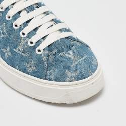 Louis Vuitton Blue Denim and Leather Time Out Lace Up Sneakers Size 37.5