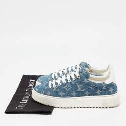 Louis Vuitton Blue Denim and Leather Time Out Lace Up Sneakers Size 37.5