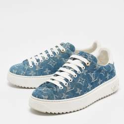 Louis Vuitton Blue Denim and Leather Time Out Lace Up Sneakers Size 37.5