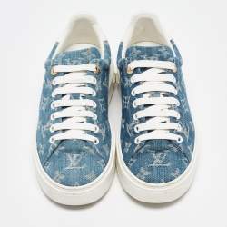 Louis Vuitton Blue Denim and Leather Time Out Lace Up Sneakers Size 37.5