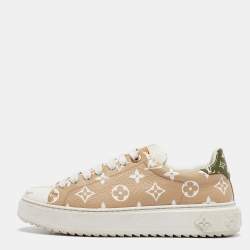 Louis Vuitton Beige Canvas Time Out Lace Up Sneakers Size 38