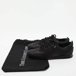 Louis Vuitton Black Monogram Satin and Suede Low Top Sneakers Size 37.5