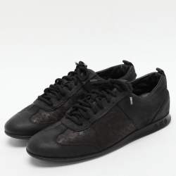 Louis Vuitton Black Monogram Satin and Suede Low Top Sneakers Size 37.5