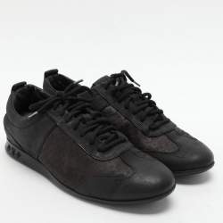 Louis Vuitton Black Monogram Satin and Suede Low Top Sneakers Size 37.5