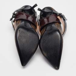 Pre Owned Louis Vuitton Brown Monogram Canvas and Leather Pointed Toe Pumps Size 38