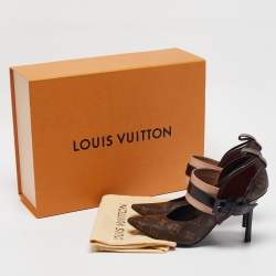 Pre Owned Louis Vuitton Brown Monogram Canvas and Leather Pointed Toe Pumps Size 38