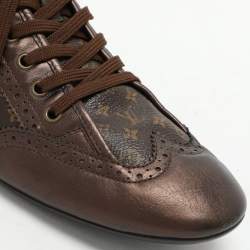Louis Vuitton Brown Monogram Canvas and Leather Low Top Sneakers Size 40.5