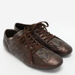 Louis Vuitton Brown Monogram Canvas and Leather Low Top Sneakers Size 40.5