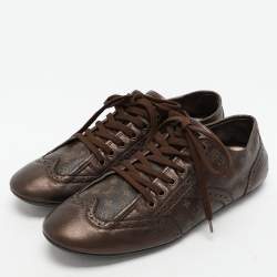 Louis Vuitton Brown Monogram Canvas and Leather Low Top Sneakers Size 40.5
